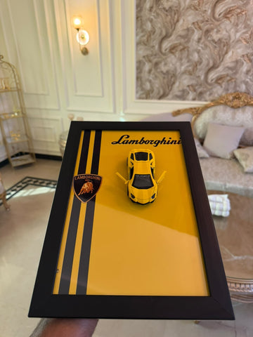 Lamborghini Diecast Car Frame | Red & Yellow